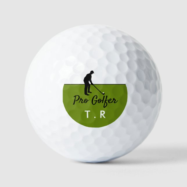 Golf Player Silhouette, Pro Golfer, Personalisiert Golfball (Vorderseite)