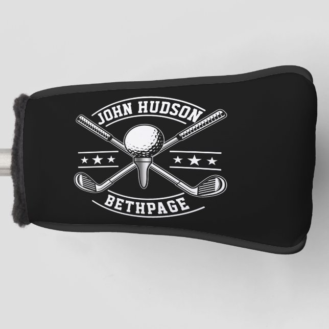Golf Player White Monogram Golf Cover Headcover (Vorderseite)