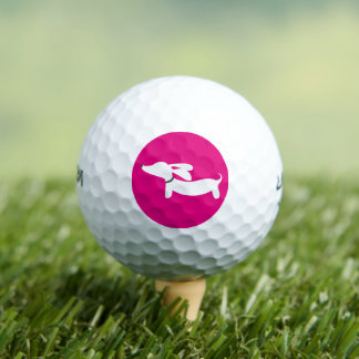 Golf Playing Dackel Hell Pink Geschenk Golfball