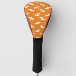 Golf Playing Dackel Mama Orange Headcover