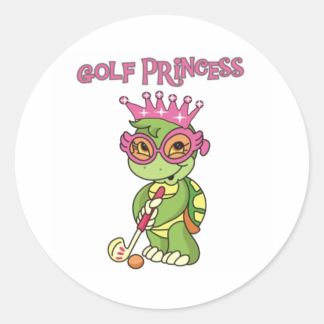 Golf Princess Runder Aufkleber (Vorderseite)