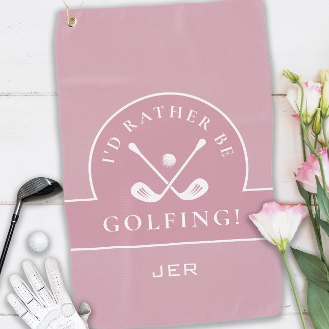 Golf Pro Golfer Golfangebot Zitat Mit Monogramm pi Golfhandtuch (I'd Rather Be Golfing Golf Pro Golfer Golfing Quote Custom Monogrammed Initials Pink Golf Towel)