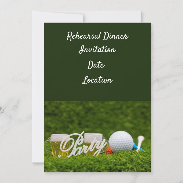 Golf Probe Dinner Einladung mit Ball & Bier (Vorderseite)