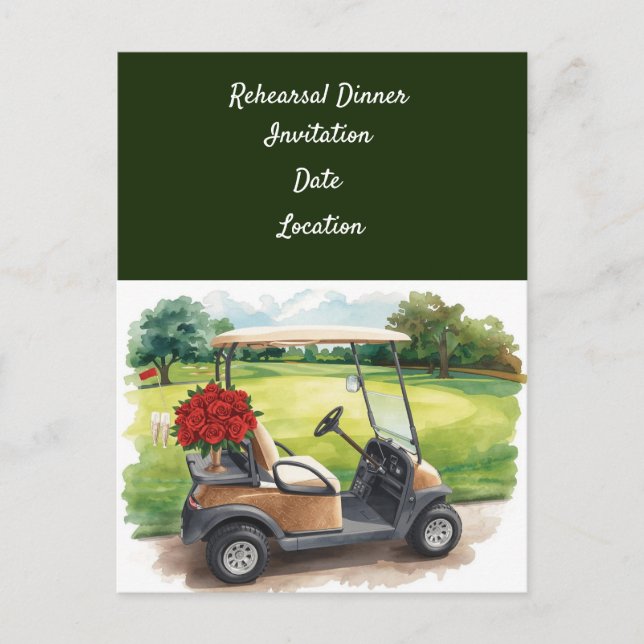 Golf-Probeessen Hochzeits-Dinner-Einladung   Postkarte (Vorderseite)