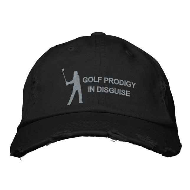 Golf Prodigo in versteckter Schönheit Funny Golf D Bestickte Baseballkappe (Vorderseite)