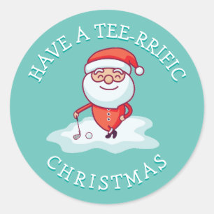 Golf Pun Santa Claus Runder Aufkleber