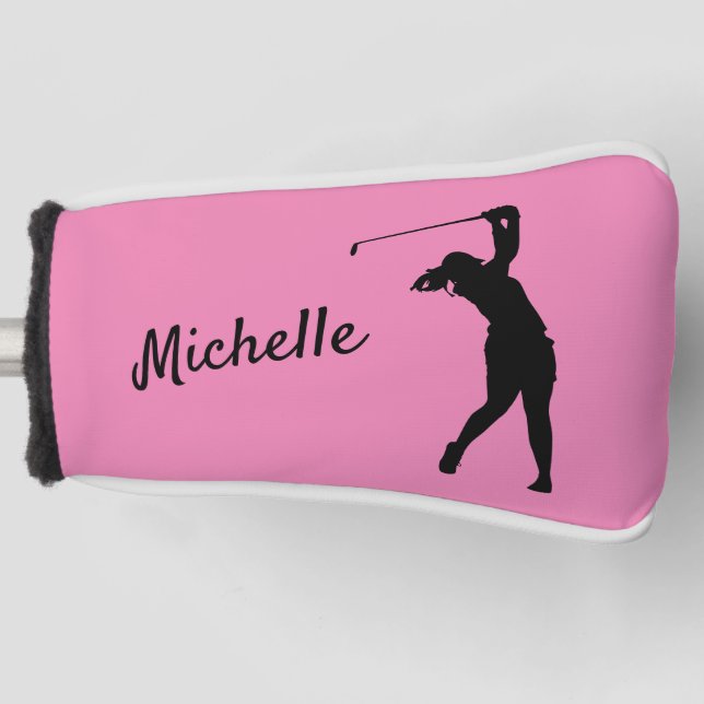 Golf Putter Cover "golfer Michelle" pink Headcover (Vorderseite)