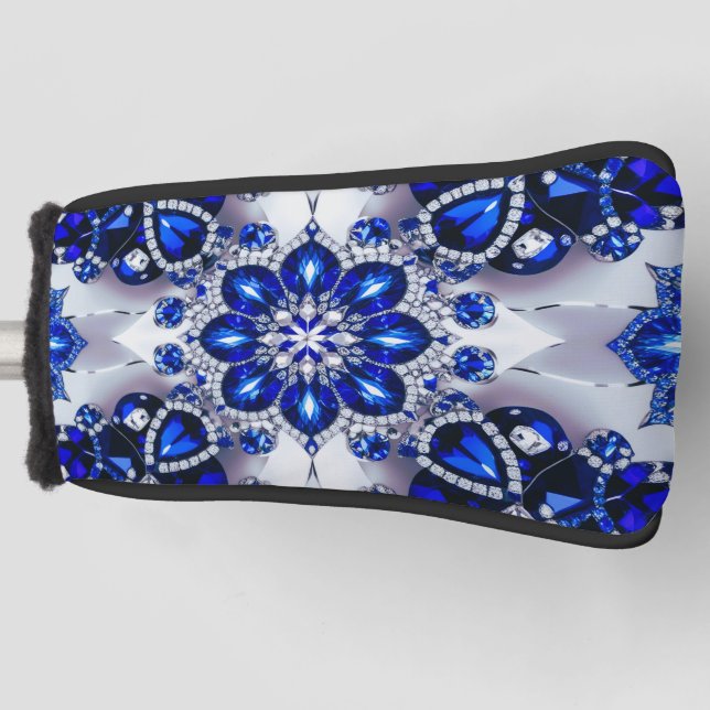 Golf Putter Cover mit blauweißem Farbdesign Headcover (Vorderseite)