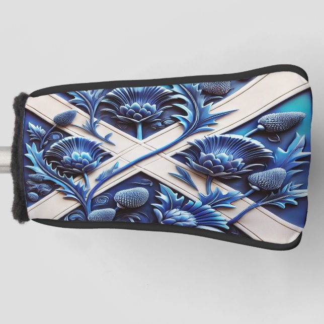 Golf Putter Cover mit Scottish Thistles Design Golf Headcover (Vorderseite)