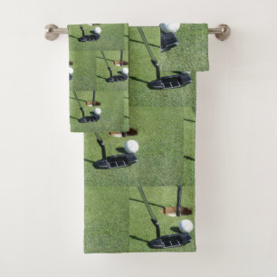 Golf Putter Kennzeichnung auf dem Grün, Badhandtuch Set