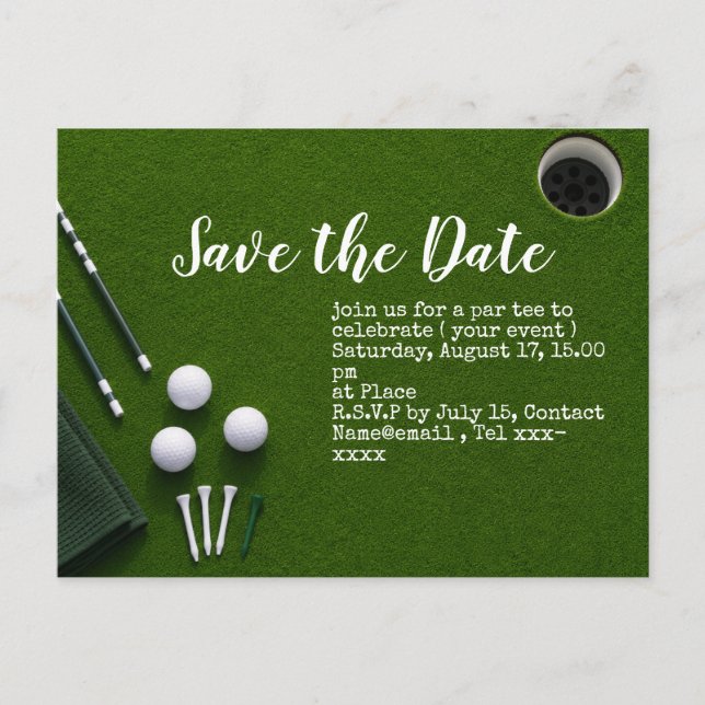 Golf Putting Green mit Golfball Postkarte (Vorderseite)