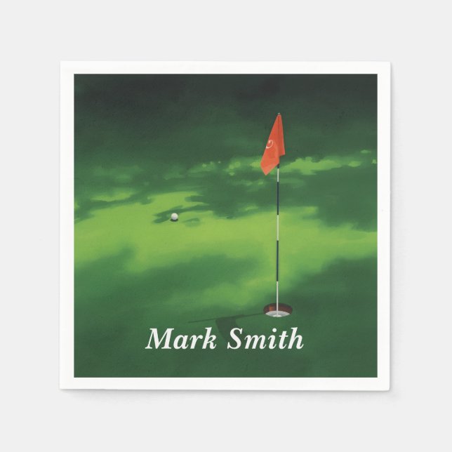 Golf Putting Green mit Namen  Serviette (Vorderseite)