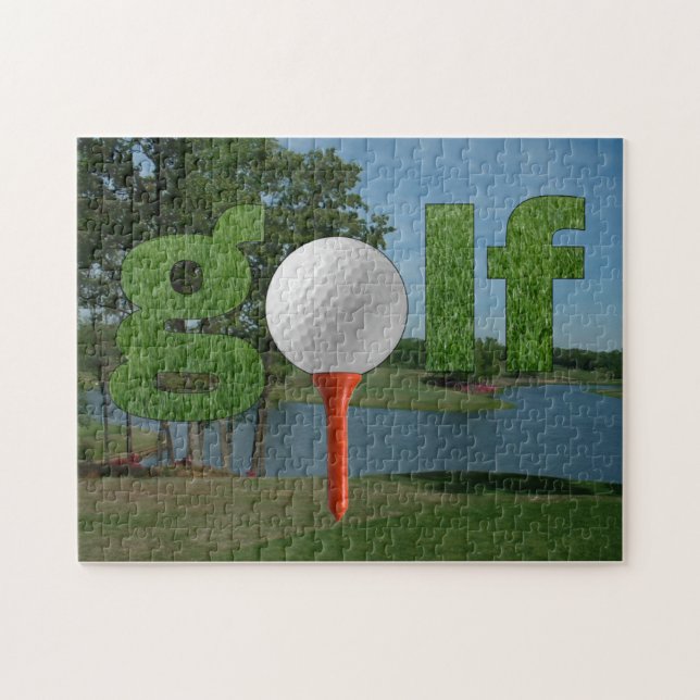 Golf-Puzzlespiel-Spaß-Entwurf mit Ball und T-Shirt Puzzle (Horizontal)