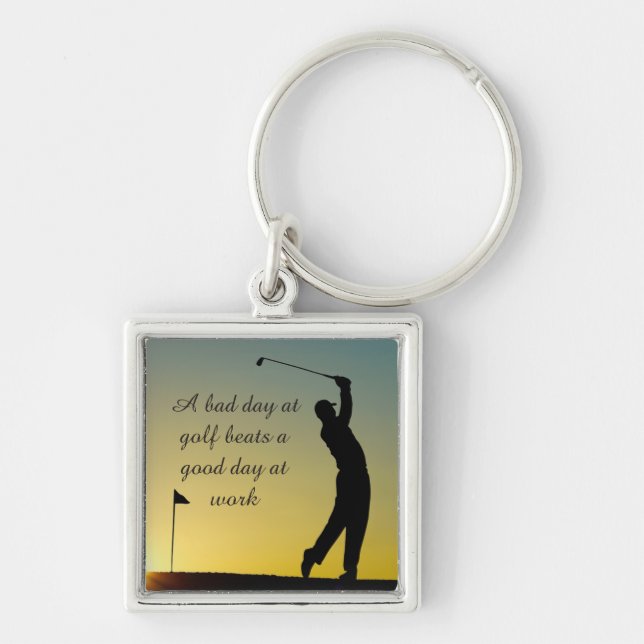 Golf Quote Golfer bei Sonnenuntergang Schlüsselanh Schlüsselanhänger (Vorne)