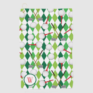 Golf Raute Gemustert Golfer Monogram Golfhandtuch