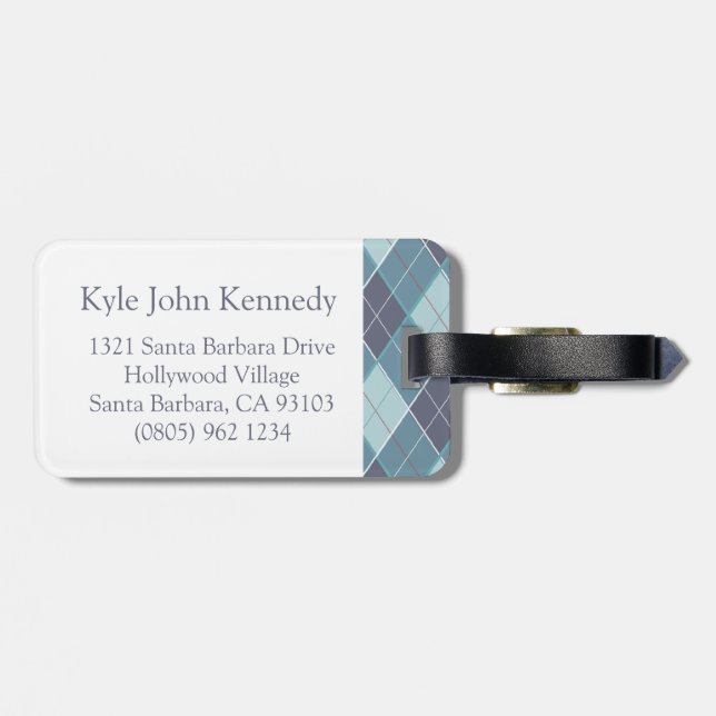 Golf Raute Golf Muster aquamarines blaues Gepäcksc Gepäckanhänger (Rückseite horizontal)