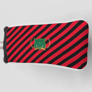 GOLF-Red Black Stripes mit Golf Clubs Logo Headcover