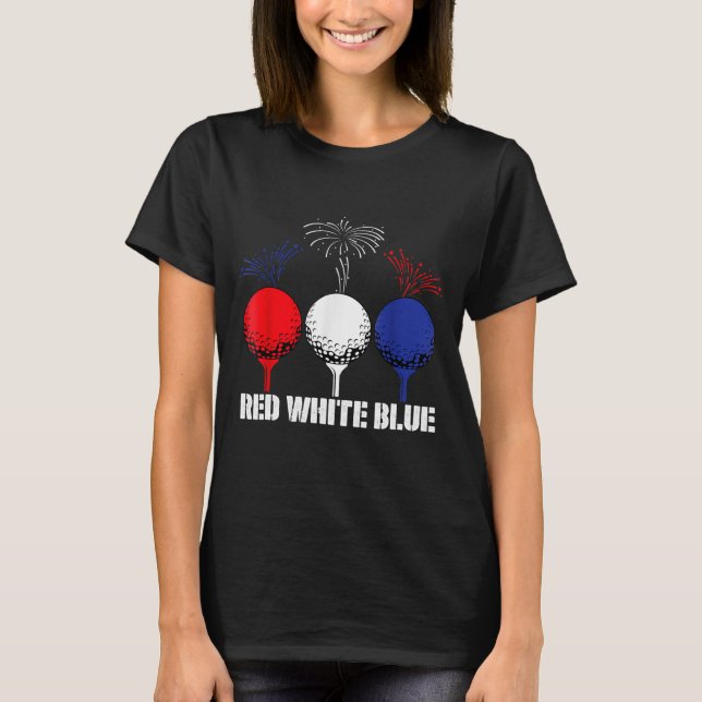 Golf Red White Blue USA Flag Patriotic 4. Juli T-Shirt (Vorderseite)