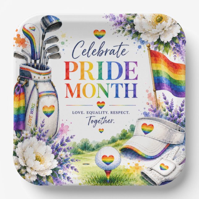 Golf Regenbogen auf dem Fairway Pride Golf Feier Pappteller (Vorderseite)