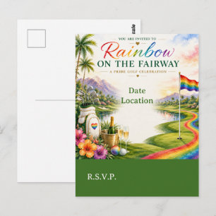 Golf-Regenbogen auf dem Fairway Pride Golf-Feier Postkarte