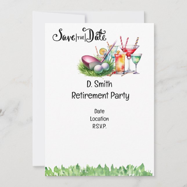 Golf-Rente für Golferin Einladung (Vorderseite)