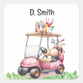 Golf-Rente für Golferin Quadratischer Aufkleber