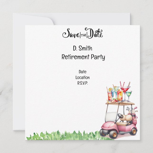 Golf-Rente für Golferin Save The Date (Vorderseite)