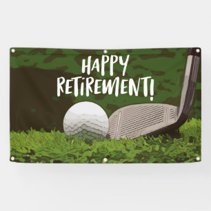 Golf-Rente mit Ball und Eisen auf grün Banner