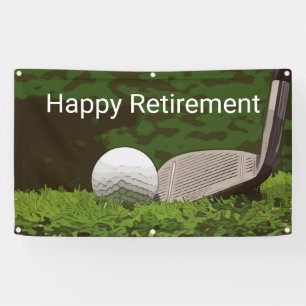 Golf-Rente mit Ball und Eisen auf grün  Banner