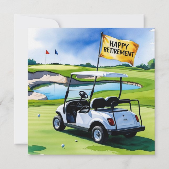 Golf-Rente mit Golfwagen auf grüne Karte (Vorderseite)