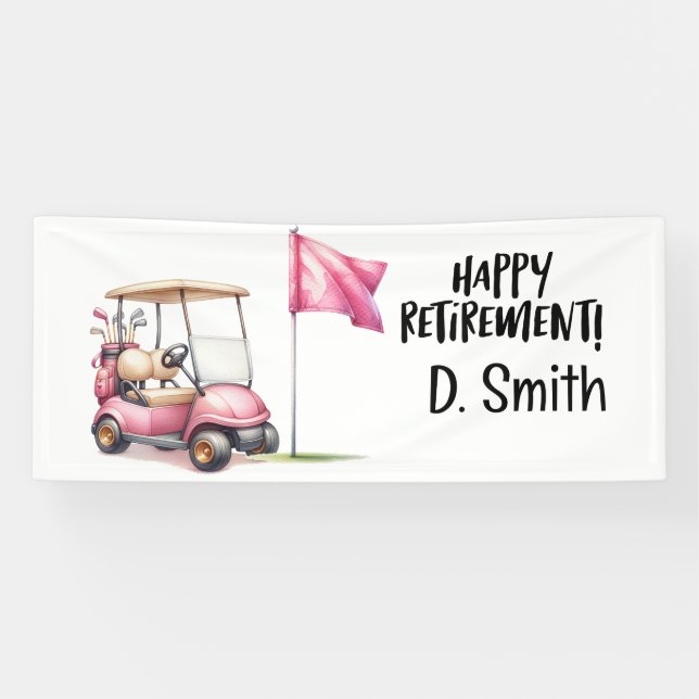 Golf-Rente mit rosa Golfwagen für Frauen Banner (Horizontal)