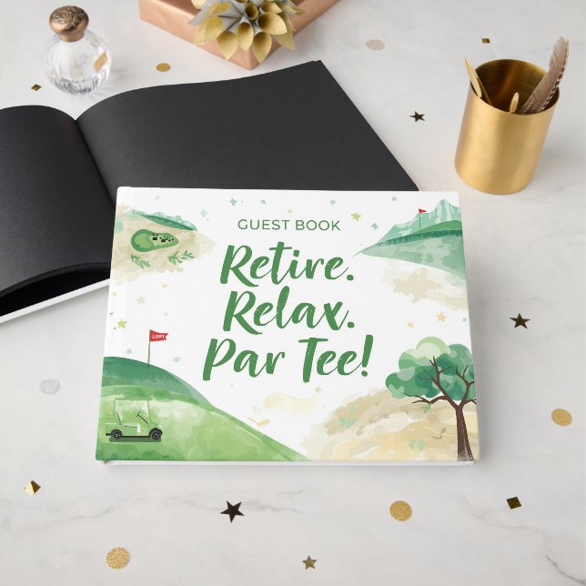 Golf Rente Ruhestand Entspannung par tee für Golfe Gästebuch (Vorderseite Offen)
