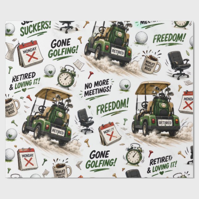Golf-Rentner-Thema für Golfer Geschenkpapier (Flach)