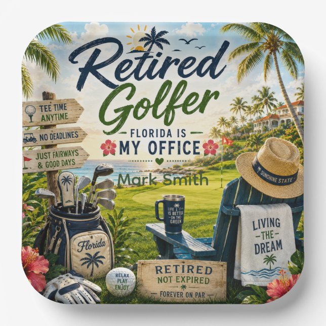 Golf-Rentnerleben - Der Traum in Florida lebt  Pappteller (Vorderseite)
