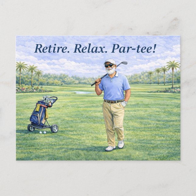 Golf Retirement Game. Set. Retired Keepsake Golfer Postkarte (Vorderseite)
