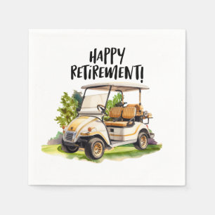 Golf Retirement mit Warenkorb auf grünem Wasser Serviette