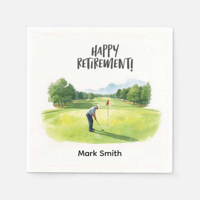 Golf Retirement Par-Tee Napkins | Golfer Tee Off  Serviette (Vorderseite)