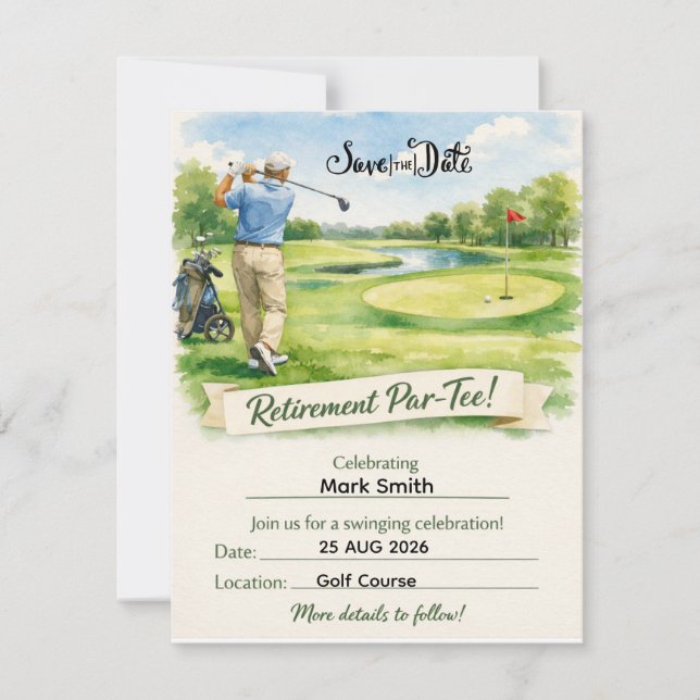 Golf Retirement Party for golfer  Save The Date (Vorderseite)
