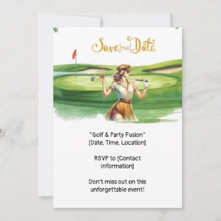Golf Retro Golf Chic: Golferin am Grün Einladung