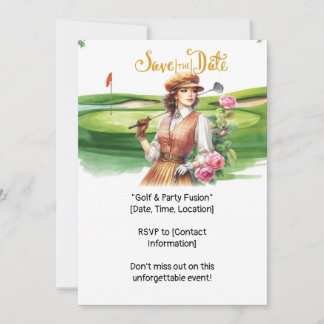 Golf Retro Golf Chic: Golferin am Grün Einladung