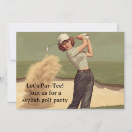 Golf  Retro Golf Chic: Woman Golfer at the Green Einladung