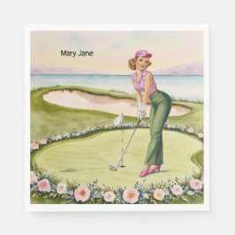 Golf Retro Golf Chic: Woman Golfer at the Green Serviette
