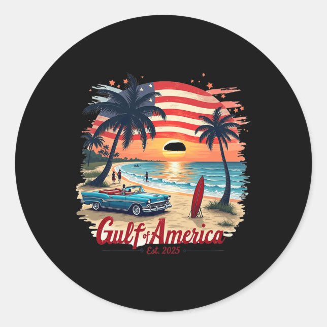 Golf Retro of America Est 2025 US-amerikanische Fl Runder Aufkleber (Vorderseite)