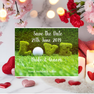Golf Rettet das Datum für Hochzeit mit Golfball Einladungspostkarte