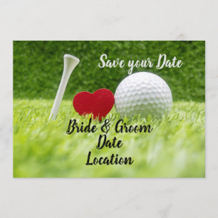 Golf rettet das Datum Golfball mit Liebe Einladung