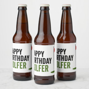 Golf rote Flagge Golf Alles Gute zum Geburtstag Bierflaschenetikett