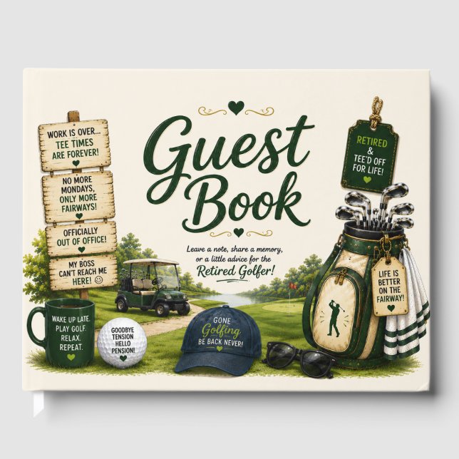 Golf-Ruhestand auf dem Golfplatz Gästebuch (Vorderseite)