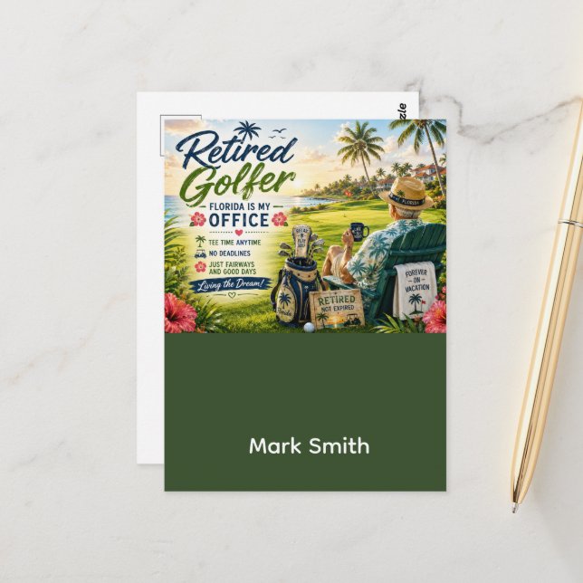 Golf-Ruhestand in Florida Postkarte (Vorderseite/Rückseite Beispiel)