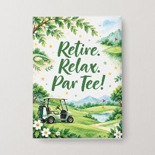 Golf Ruhestand mit Golf-Flagge Golfbälle Button