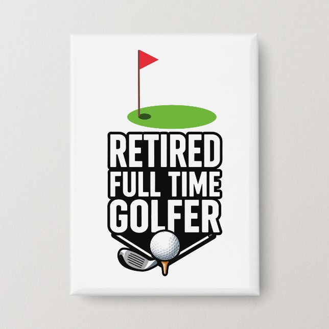 Golf  Ruhestand mit Golf-Flagge Golfbälle Button (Vorderseite)